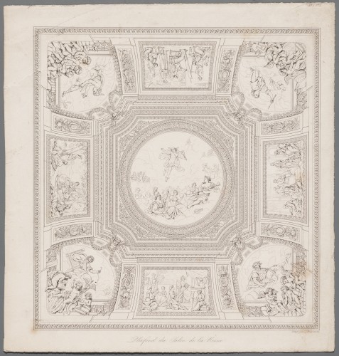 Ornamentprent. Plafond du salon de la Reine, Château de Versailles.